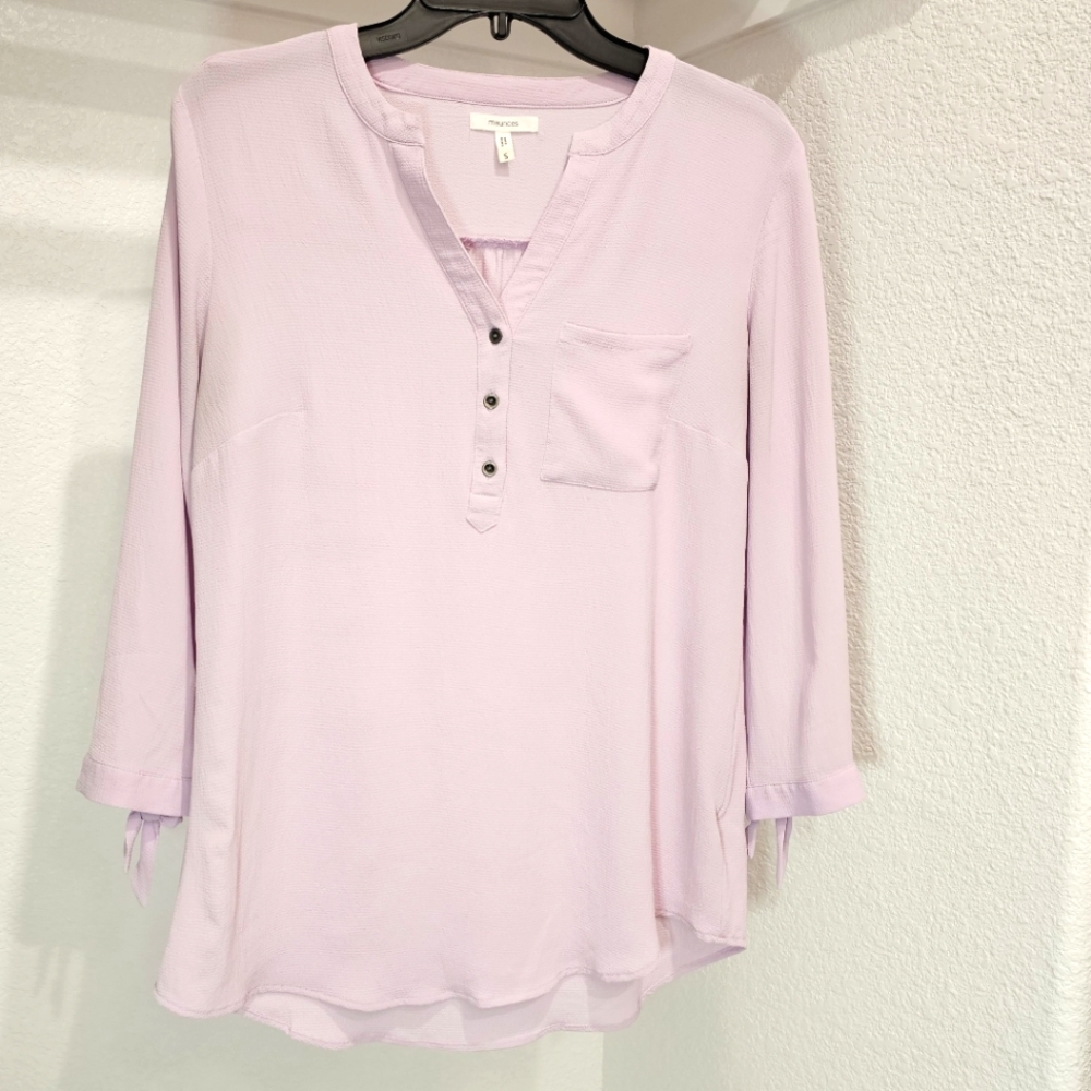 Maurices Purple Crepe Blouse 3/4 Sleeve Size Small